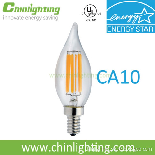 Energy Star Listed Candelabra Bulb Filament Type CA10 E12 2W 4W 6W